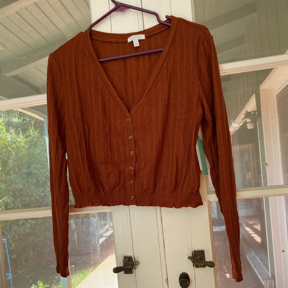 Burnt orange cropped cardigan